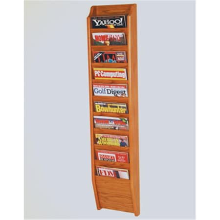 Wooden Mallet Cascade 10 Pocket Magazine Rack in Medium Oak WO599435